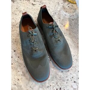 Leisure Mens Knit Wingtip Oxford Shoes Olive Green Bungee Lace Size 48 EU